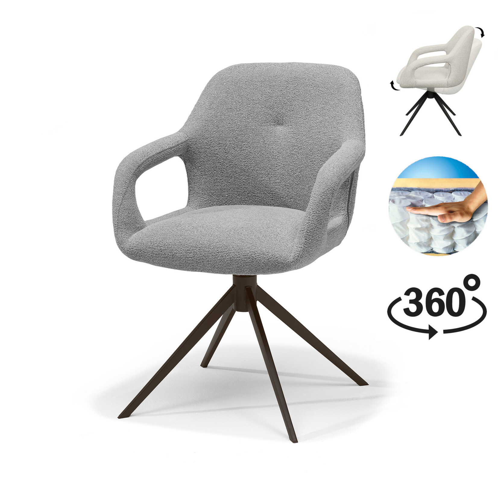 RV Design Move armstoel Stof Sahara #455 Grey - Relax functie - frame Anodic Brown