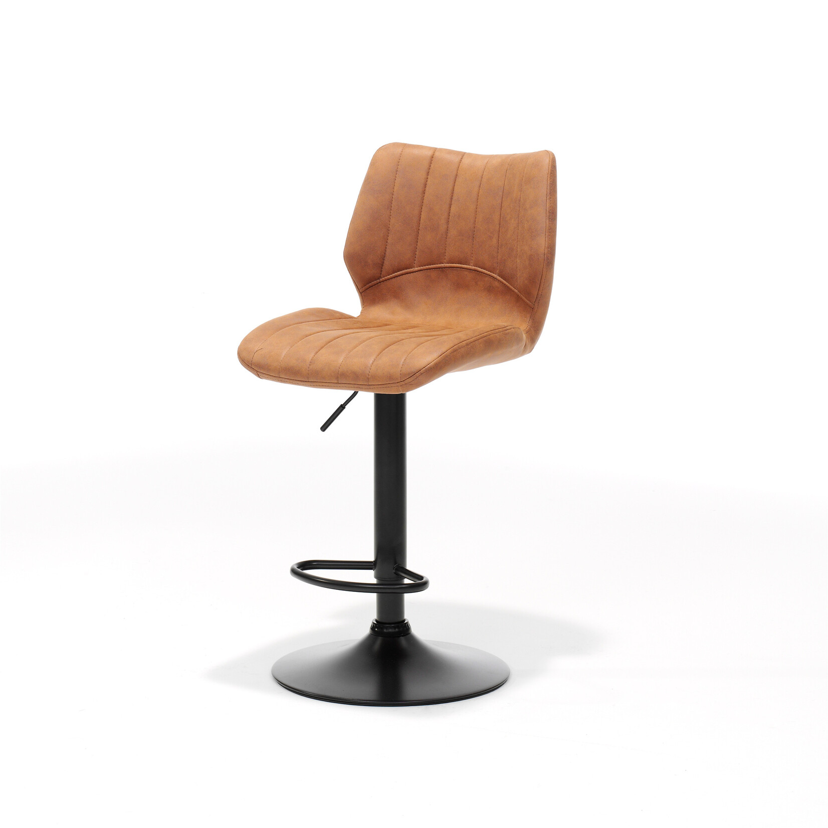 RV Design Barkruk Bobby zwart - Stof Soft Cognac
