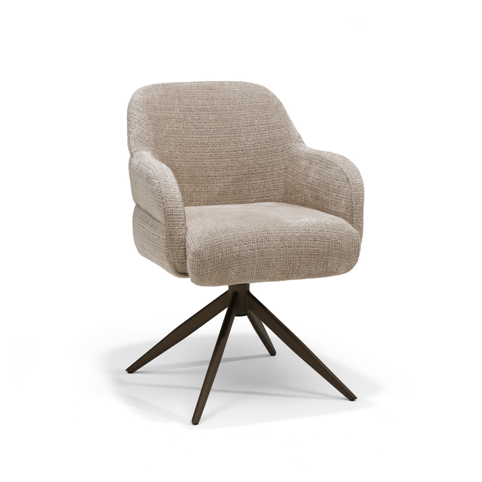 RV Design Austin armstoel Stof Cremona Beige - 360 Draaibaar frame Anodic Brown P03