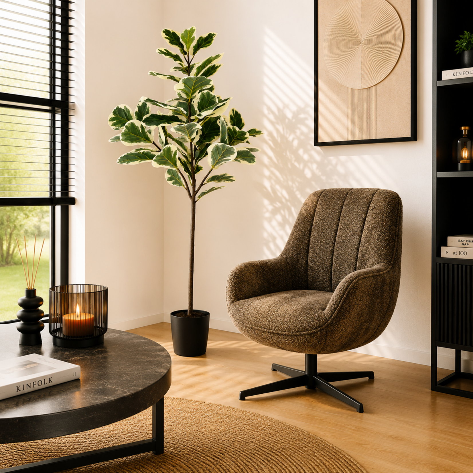 NeverLeafs Kunstplant Ficus Lyrata Deluxe 160cm