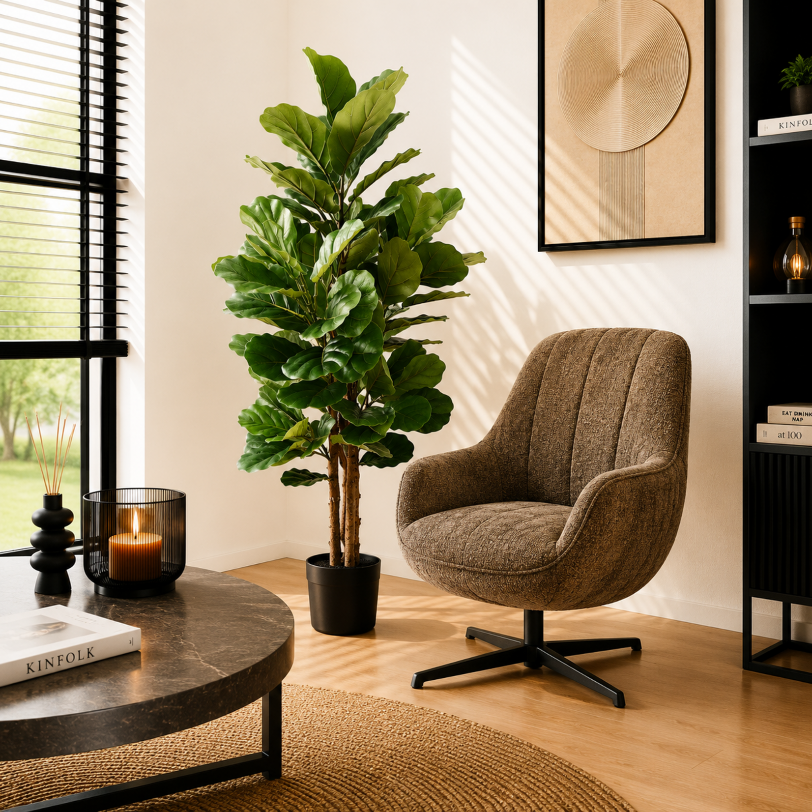 NeverLeafs Fiddle Leaf Fig kunstplant 185 cm - Stijlvolle vioolbladplant