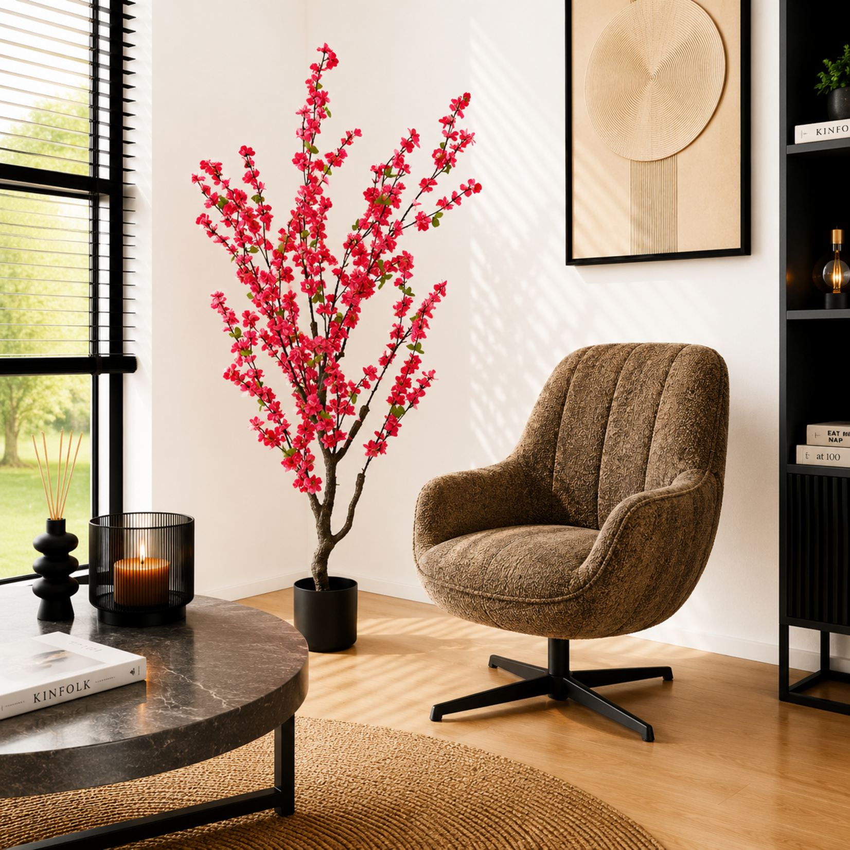 NeverLeafs Kunstplant bloesem 150cm roze