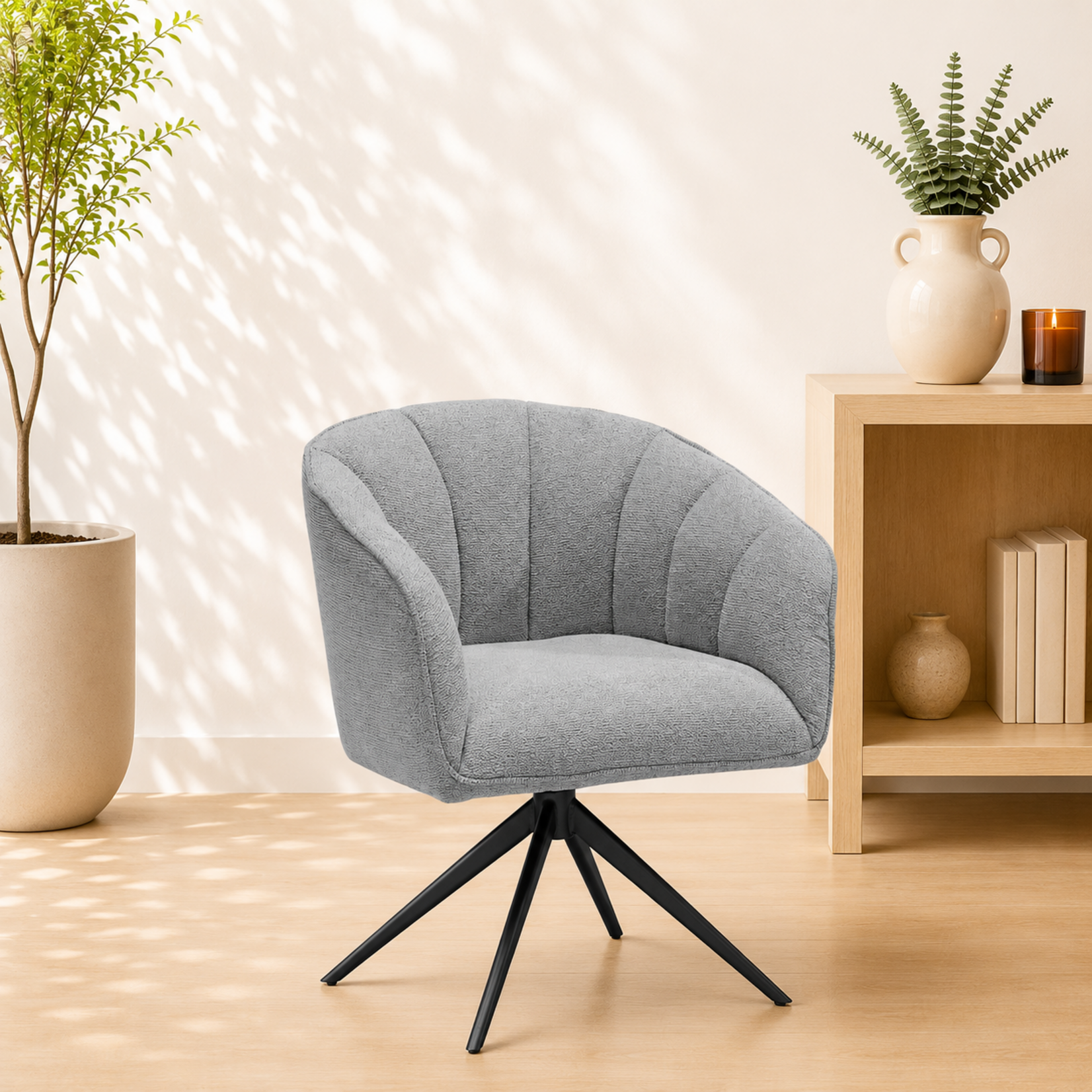 RV Design Cocoon armstoel Stof Sahara Grey - 360 Draaibaar frame Zwart