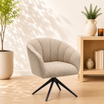 RV Design Cocoon armstoel Stof Sahara Mushroom - 360 Draaibaar frame Zwart