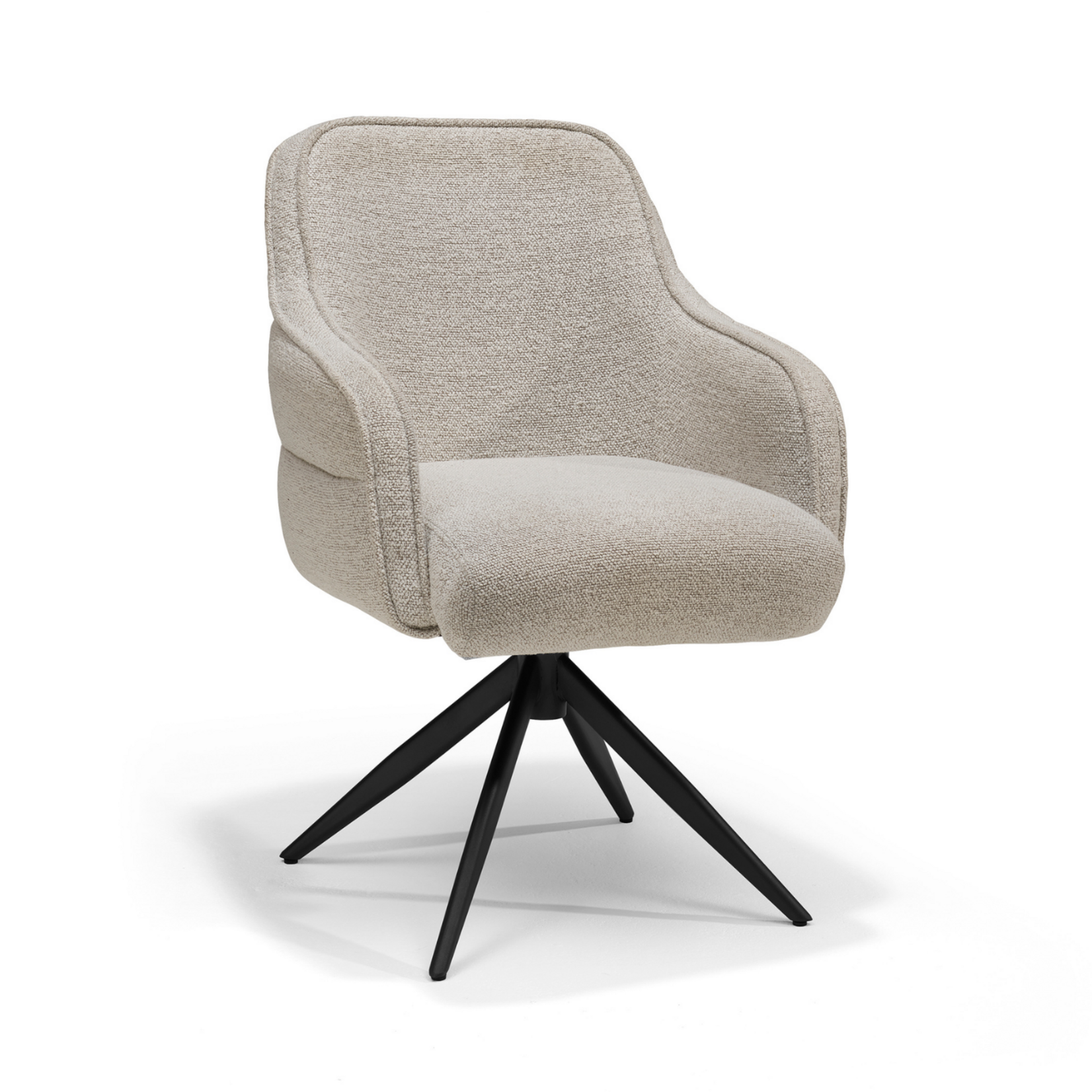 RV Design Atlanta armstoel Stof Alpine #01 Naturel - 360 Draaibaar frame Zwart P03