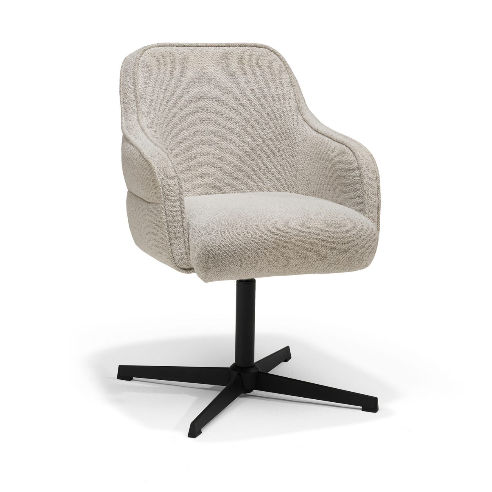 RV Design Atlas armstoel Stof Alpine #01 Naturel - 360 Draaibaar frame Zwart
