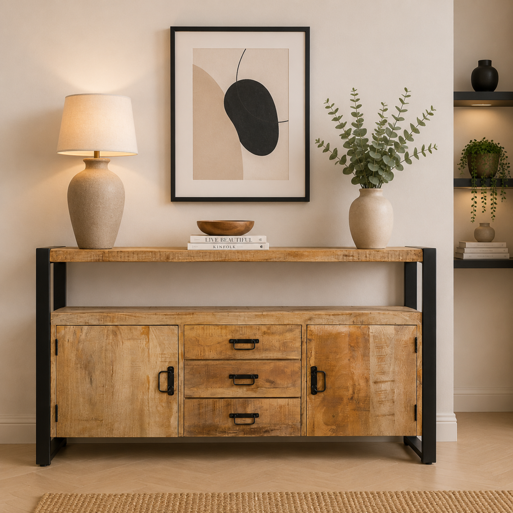 Benoa Dressoir Britt met Laden en Deuren 135x45x80