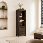 Rimini Vitrinekast Rimini Klein + Led verlichting Dark Mango