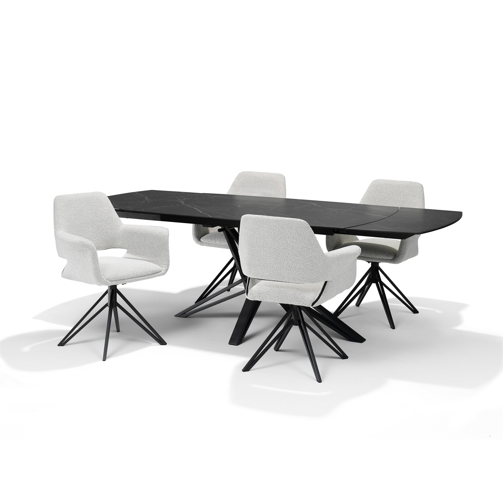 RV Design VEGAS Eetkamertafel Deckstone Zwart Marmer 160-240X90 Uitschuifbaar