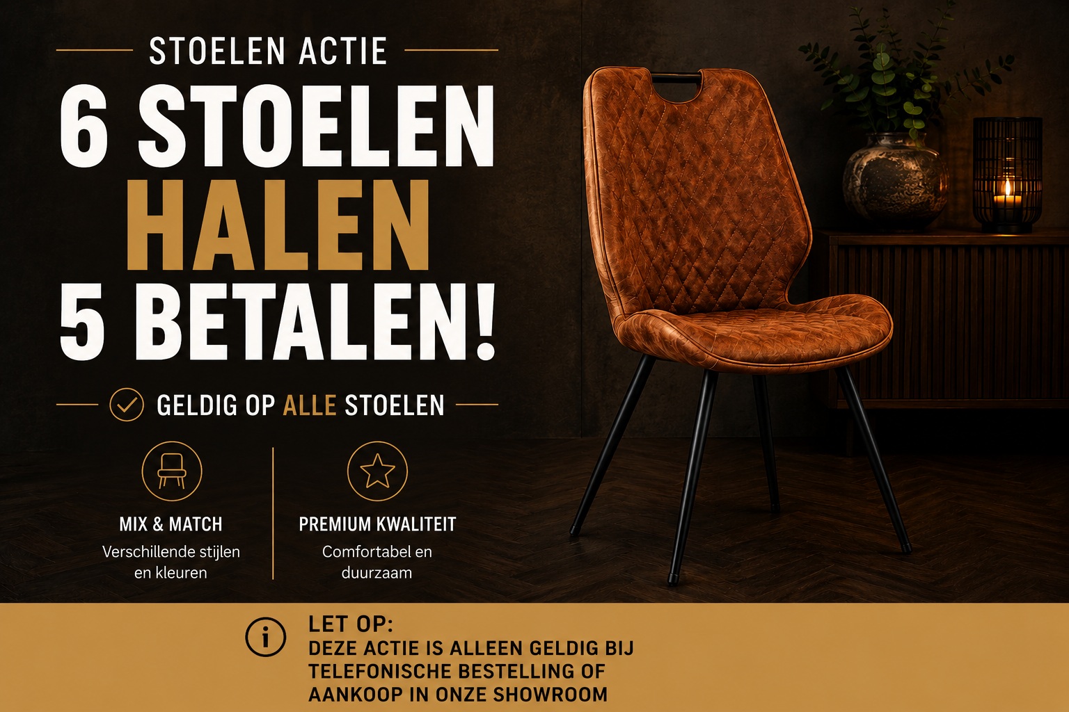 6 stoelen halen 5 betalen