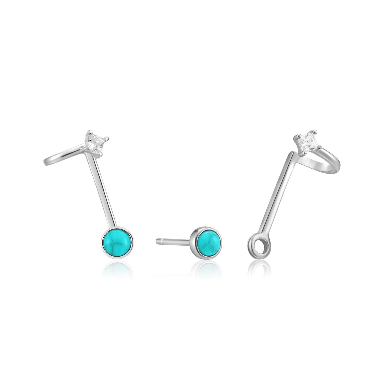 Tidal Turquoise Double Stud oorbellen zilver