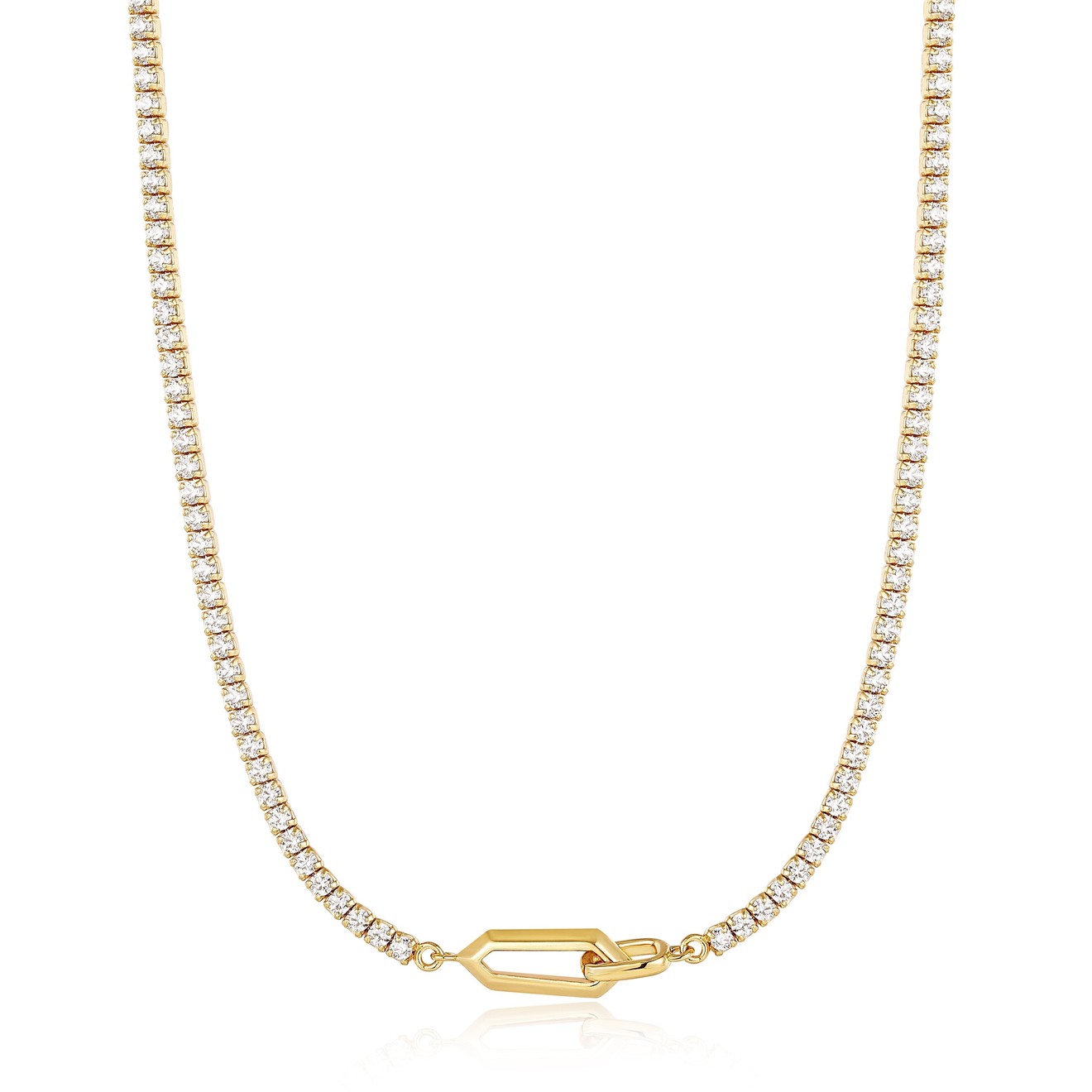 Interlock sparkle ketting goud