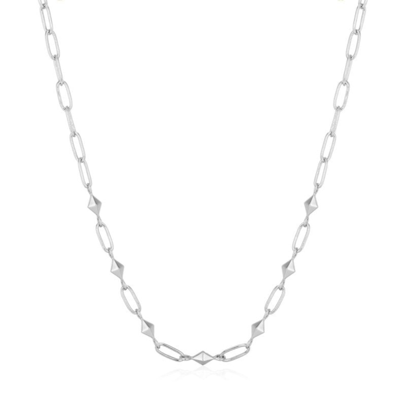 Heavy spike ketting zilver