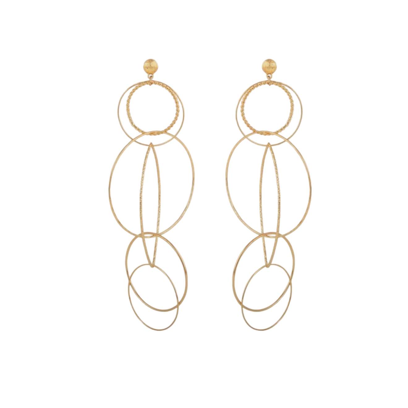 Torsade multi oorbellen goud