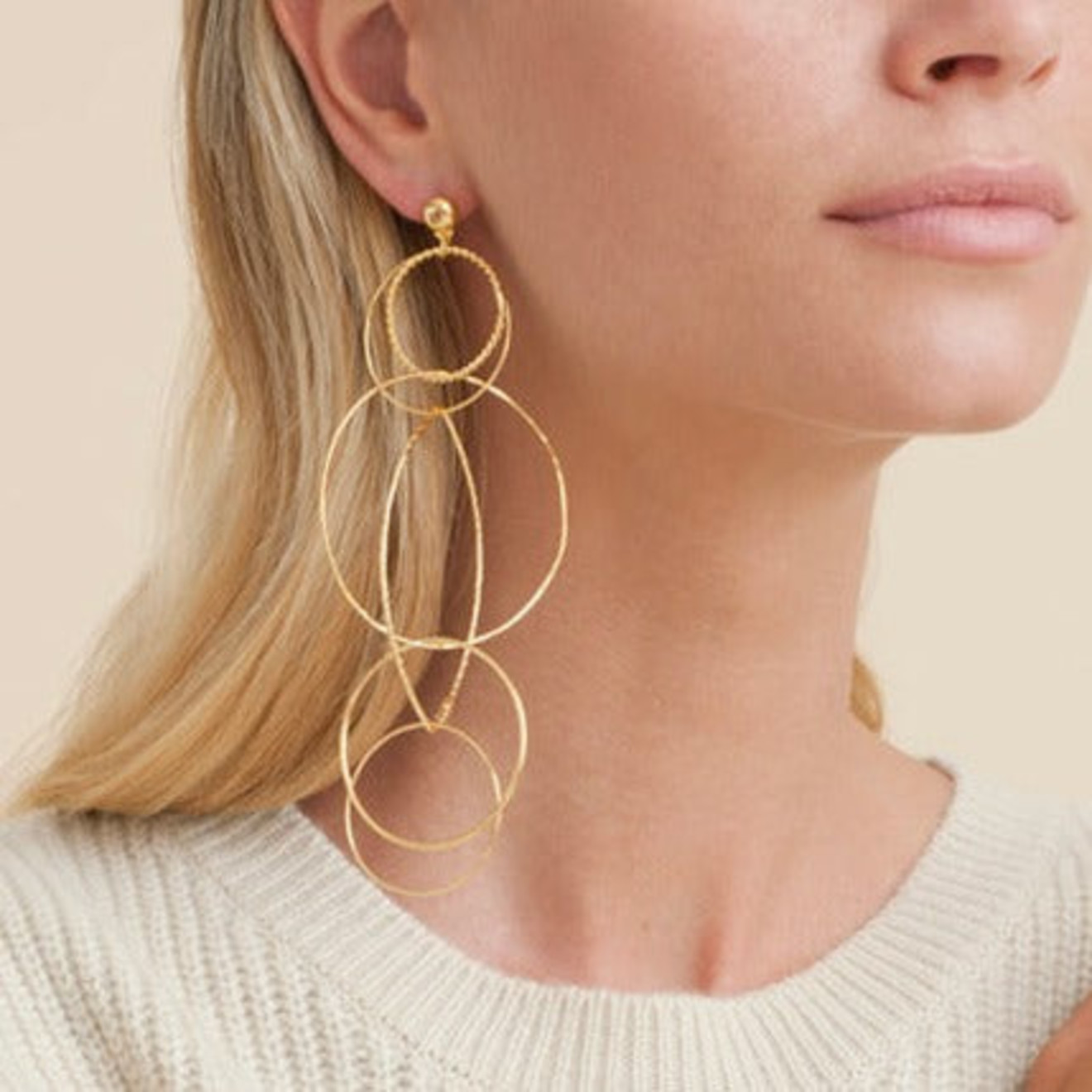 Torsade multi oorbellen goud
