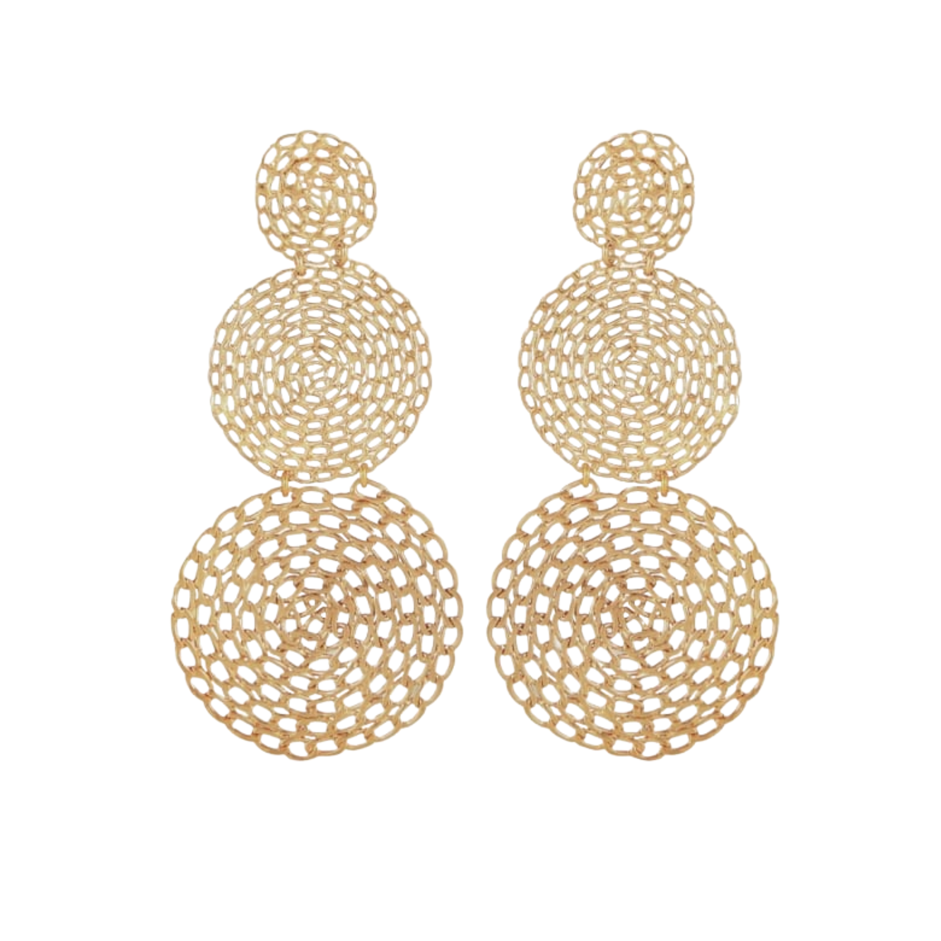 Onde Gourmette double oorbellen goud