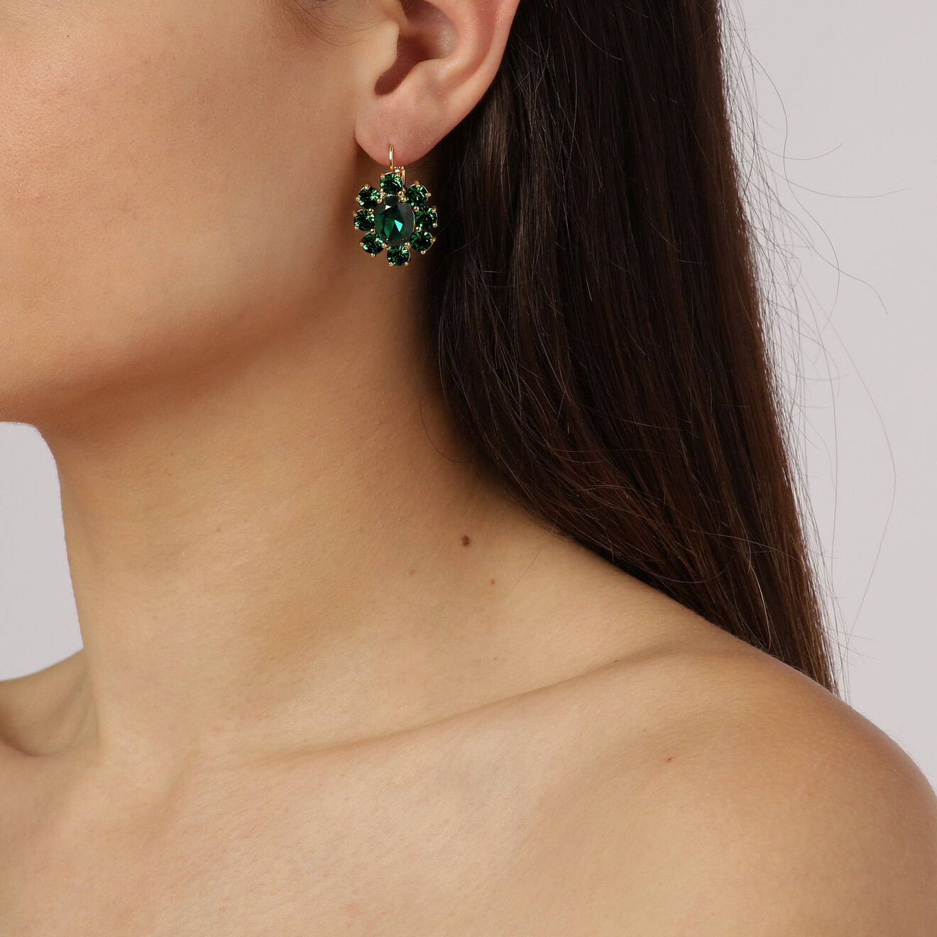 Valentina donker groene zilveren oorbellen
