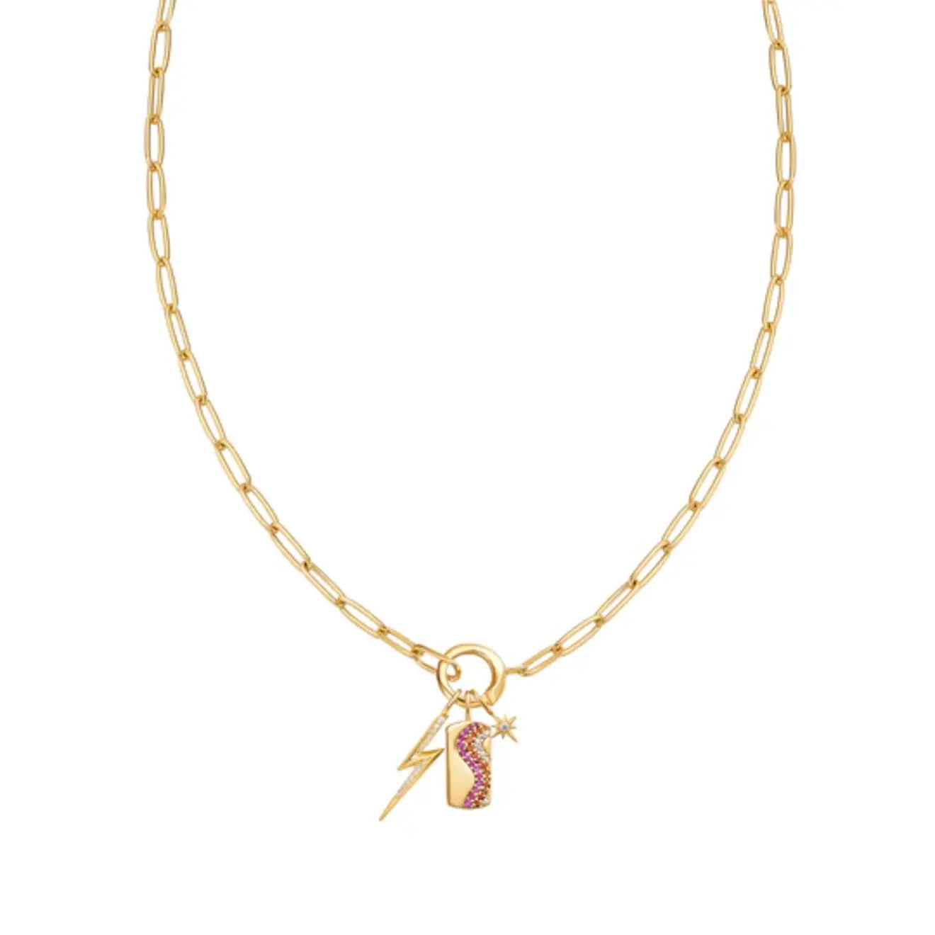 Wave sparkle touch ketting goud
