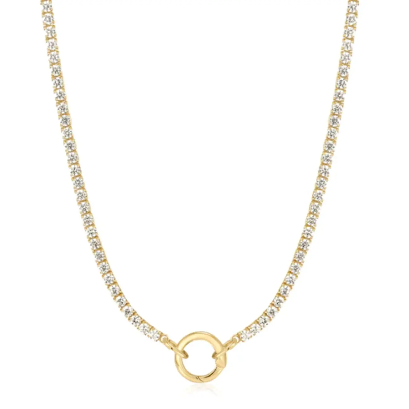 Tennis charm connector ketting goud