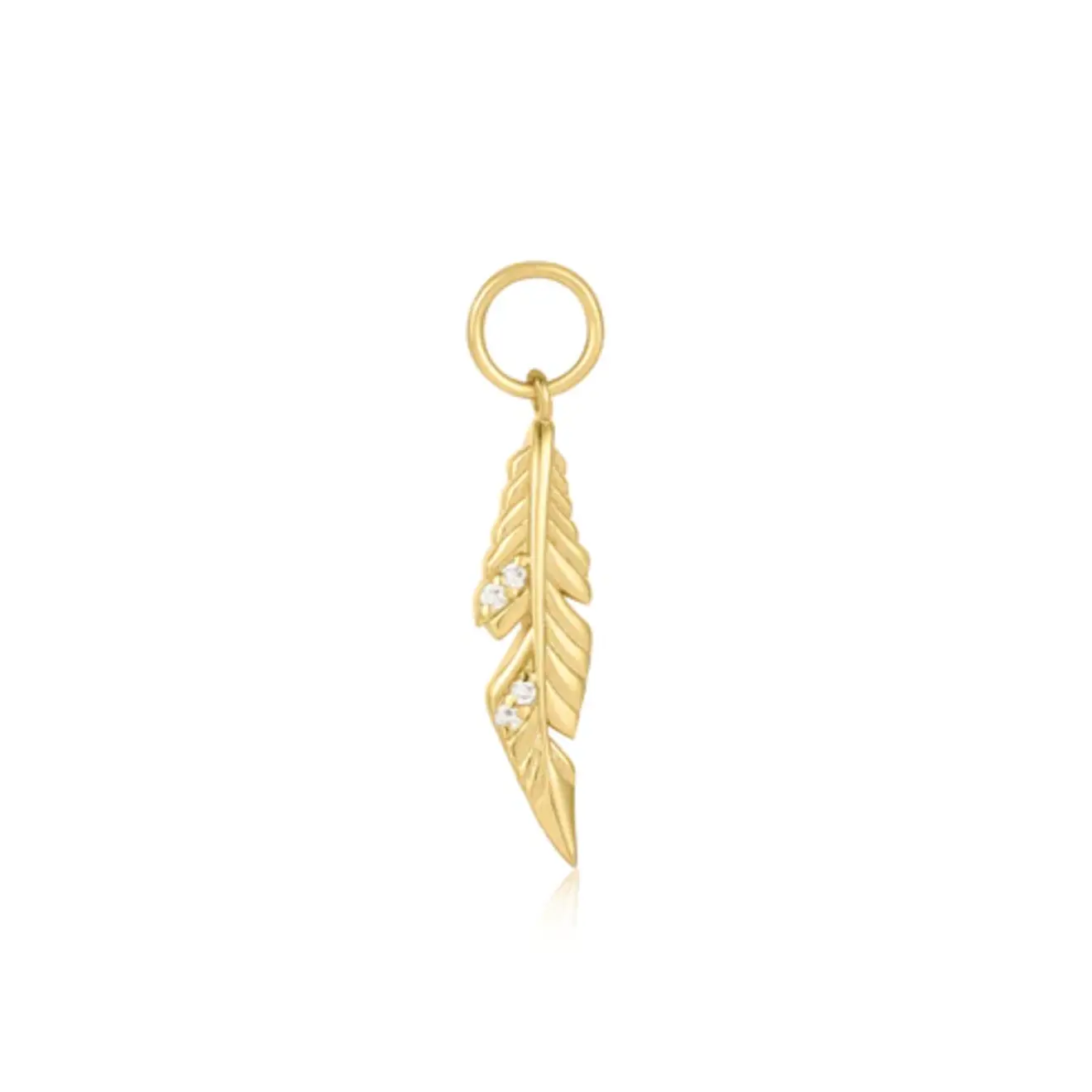 Gold feather pop charm voor oorbellen