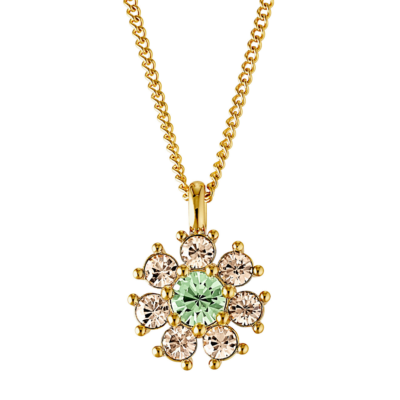 Delise golden groene bloemen ketting goud