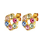 Ursula bloemenstud oorbellen multi pastel