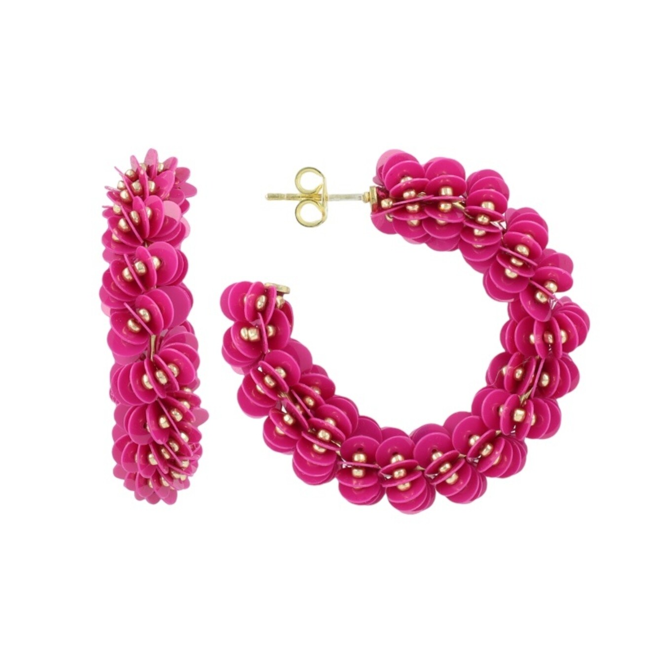 Eve sequin creool oorbellen fuchsia