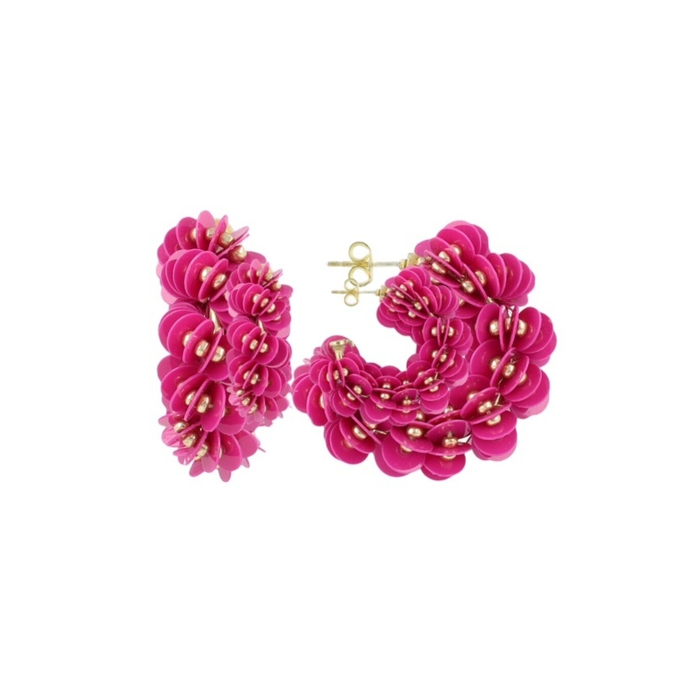 Sequin creool oorbellen fuchsia S