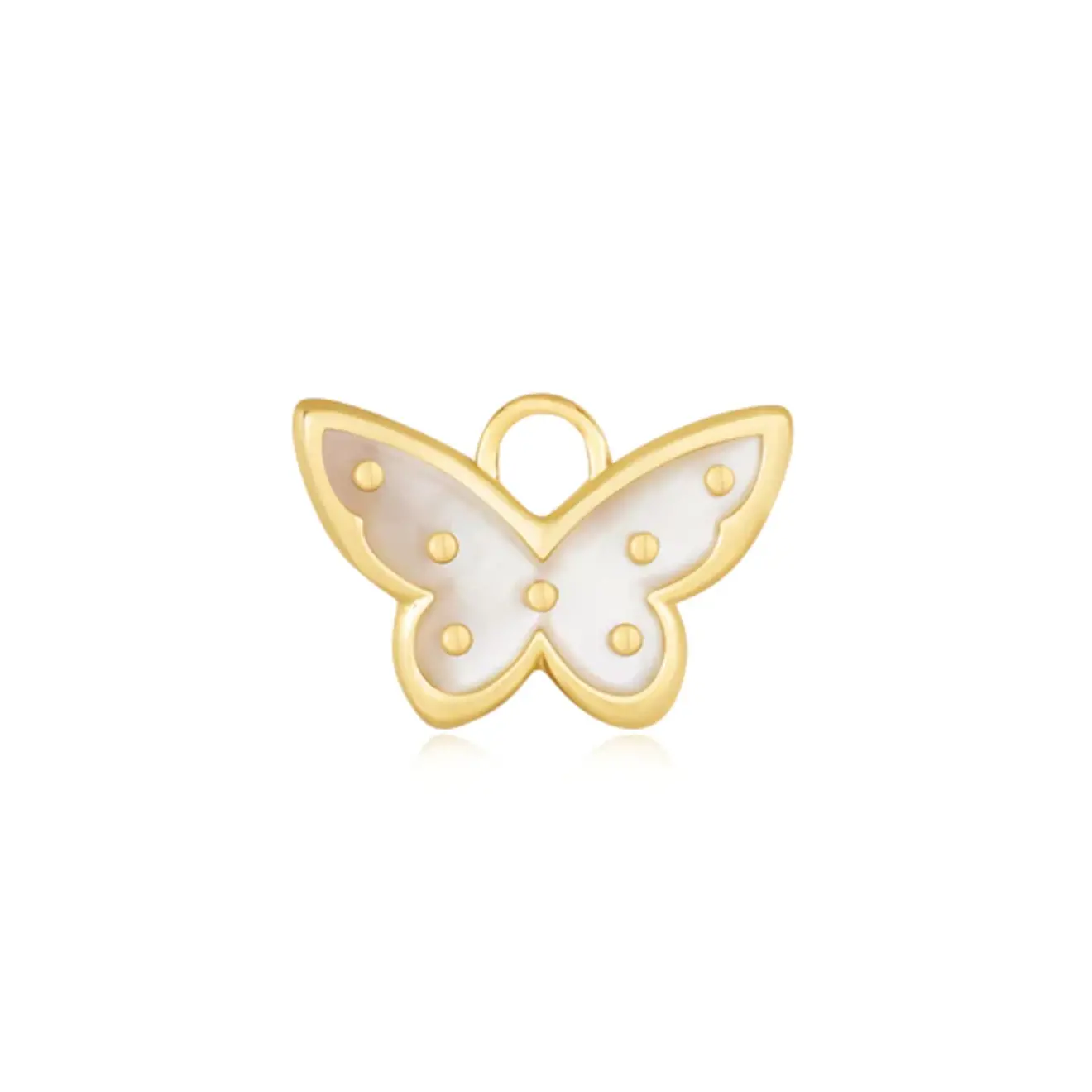 Mother of pearl vlinder charm goud