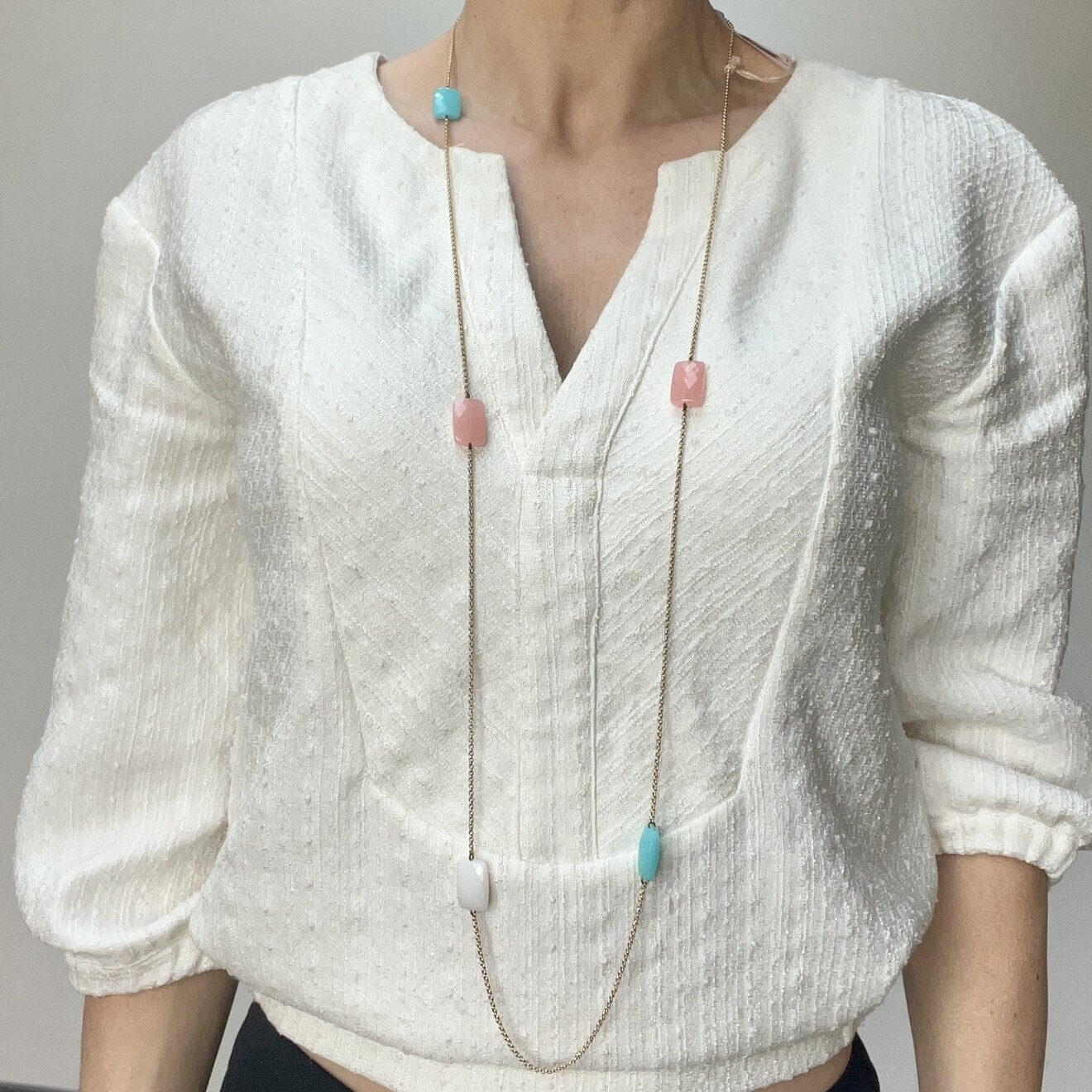 Nele zomerketting blauw roze wit