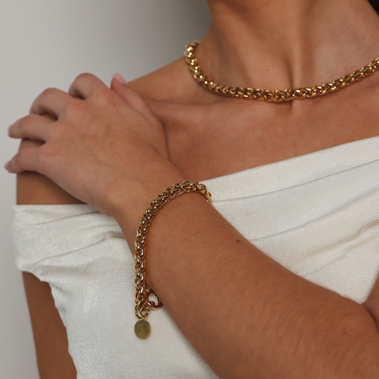 Cobra chain armband goud