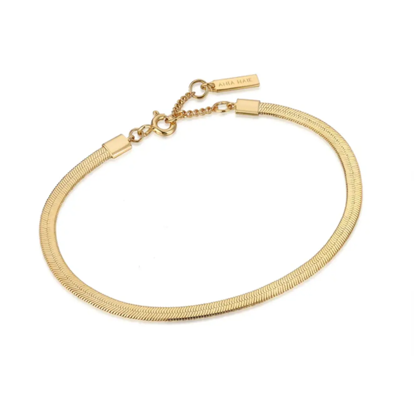 Gold flat snake chain armband goud