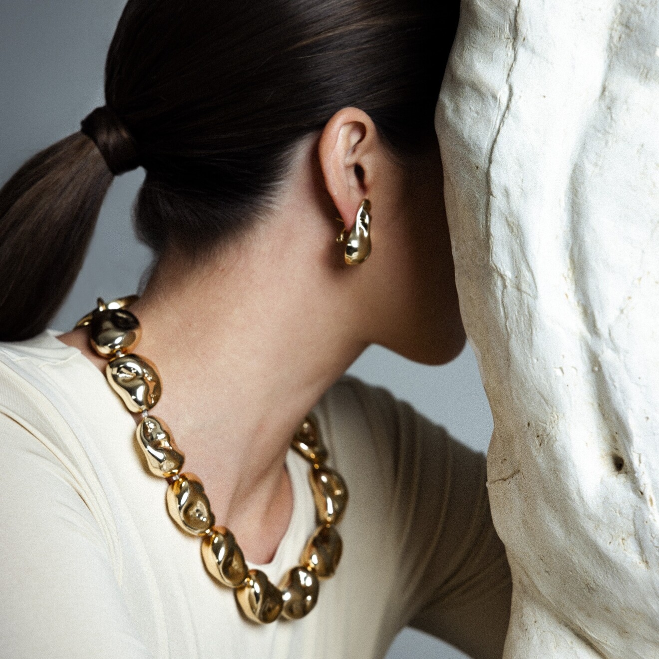 Oceane wilde parel statementketting goud large