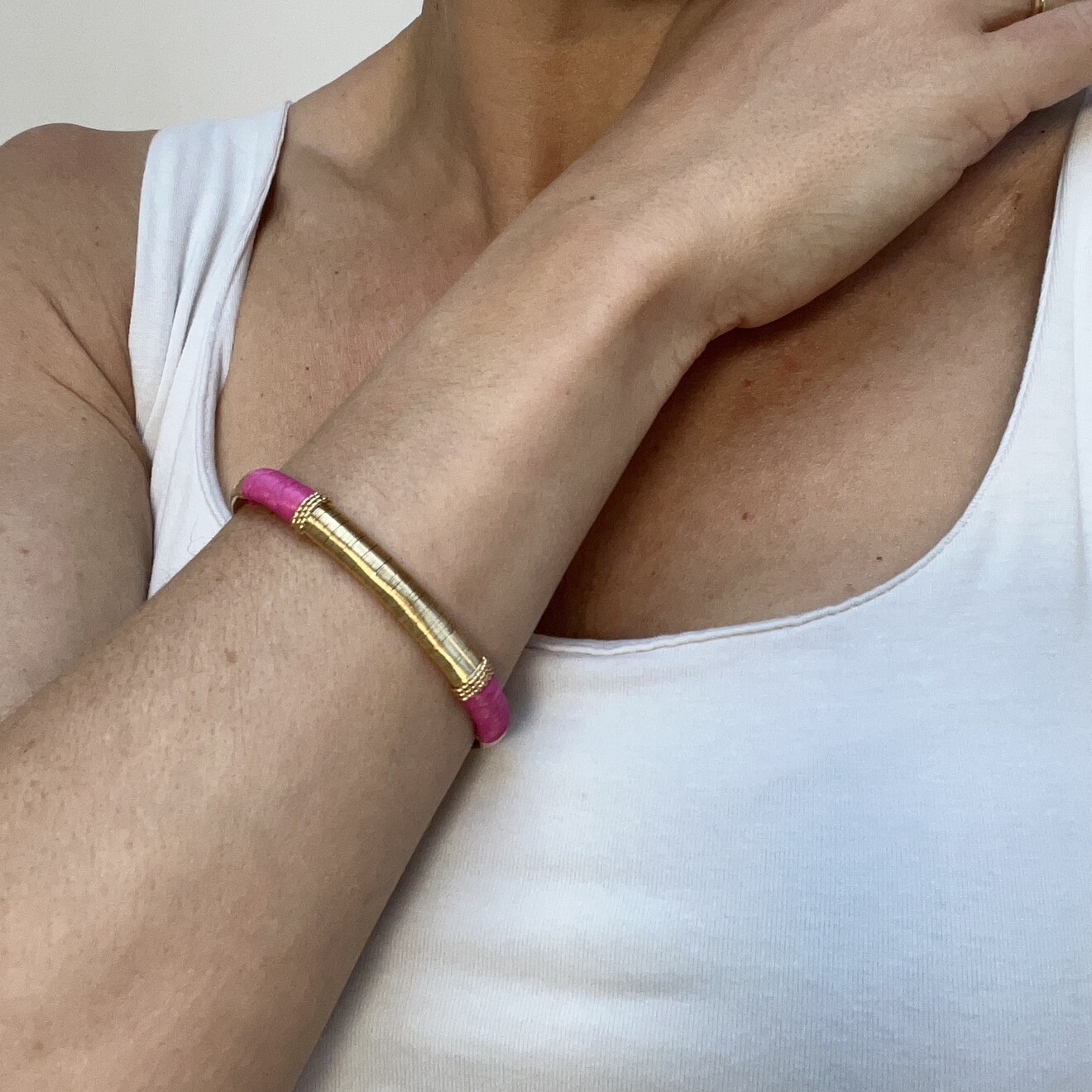 Macao bangle armband roze goud