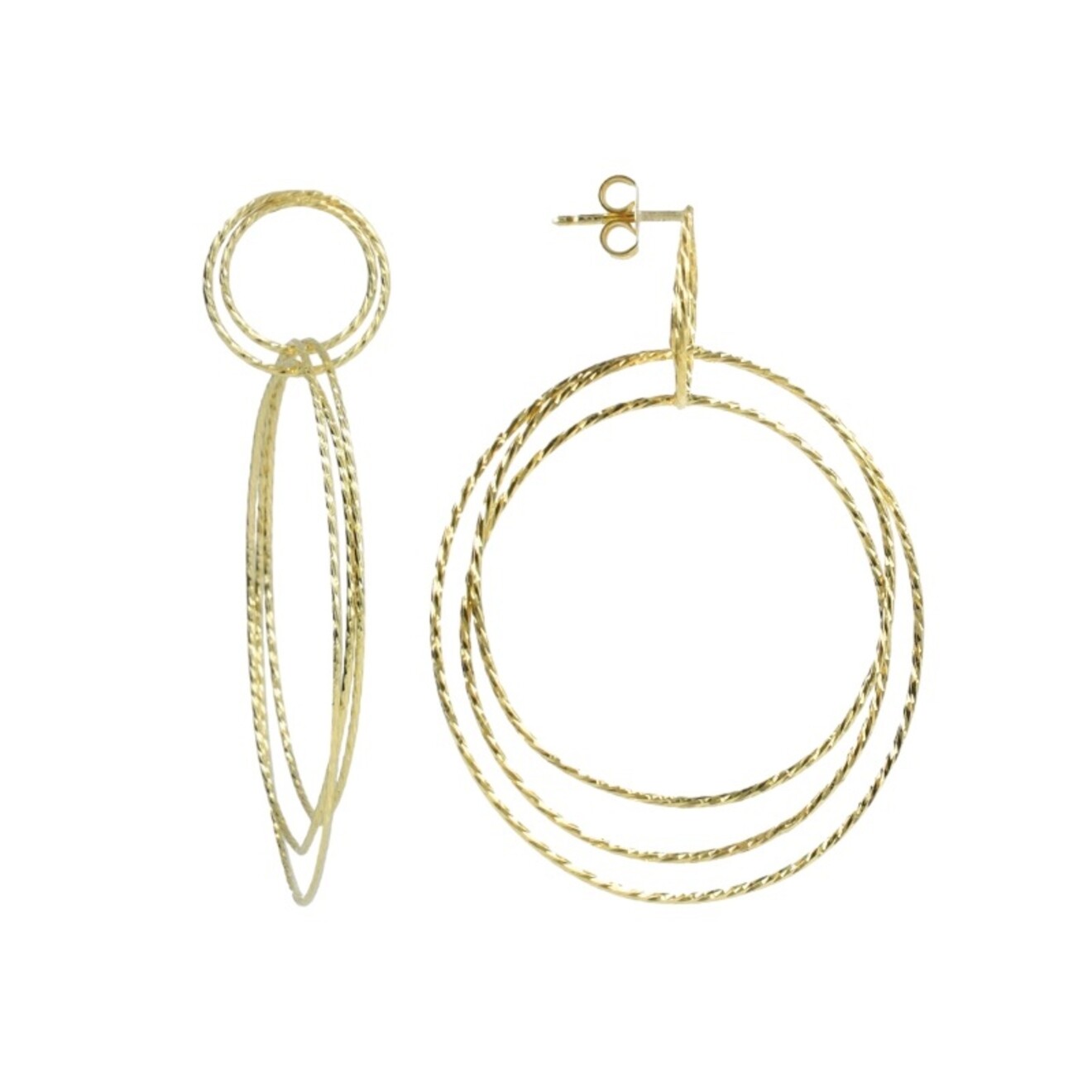 Classic triple hoop glow XL oorbellen goud