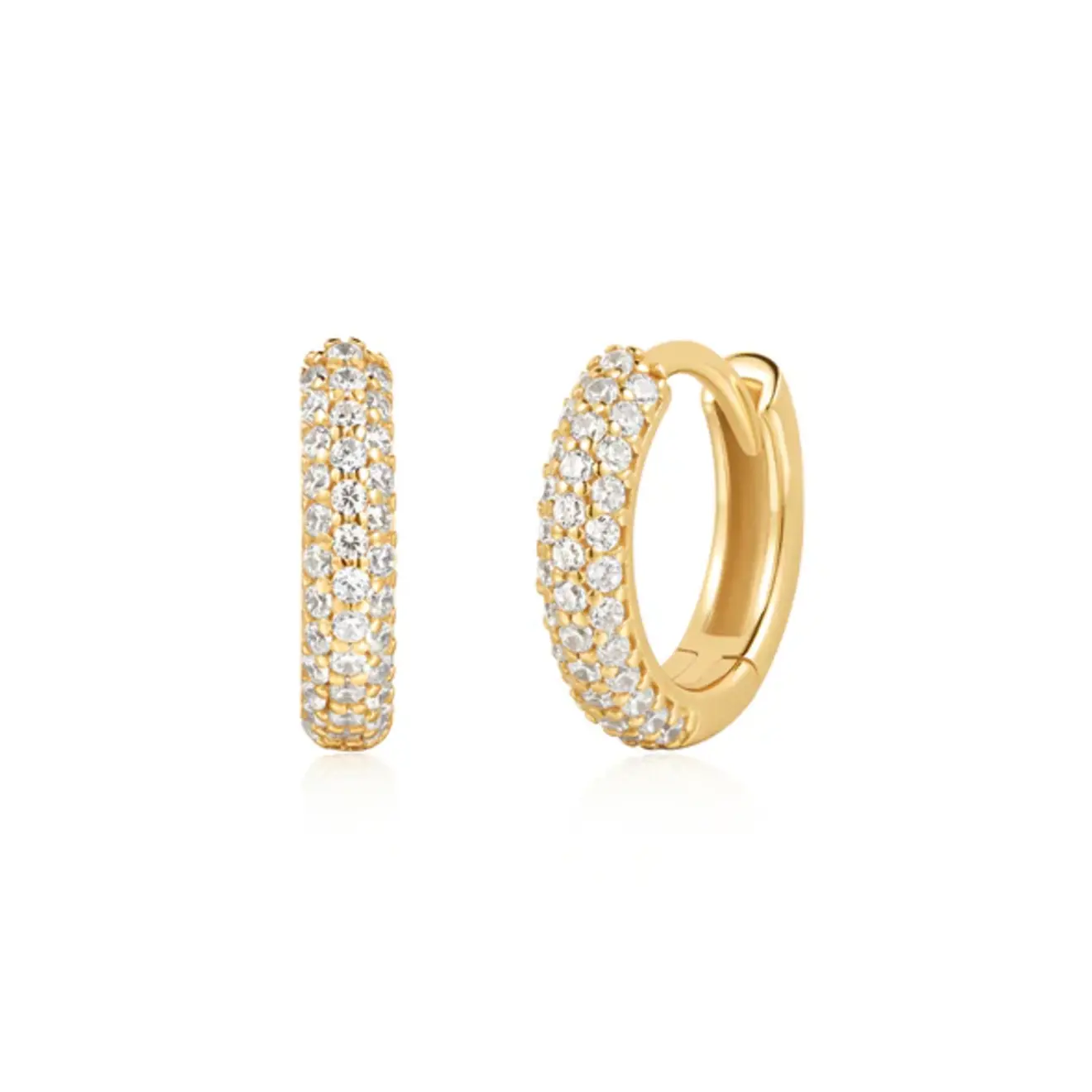 Pavé huggie hoops goud