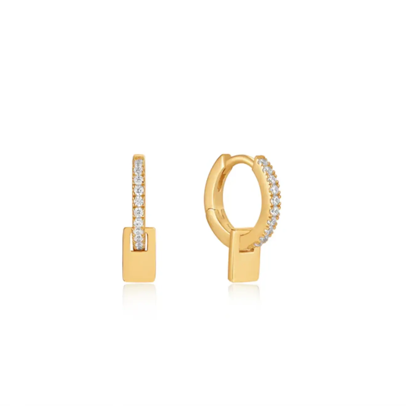Glam pendant huggie hoop oorbellen goud