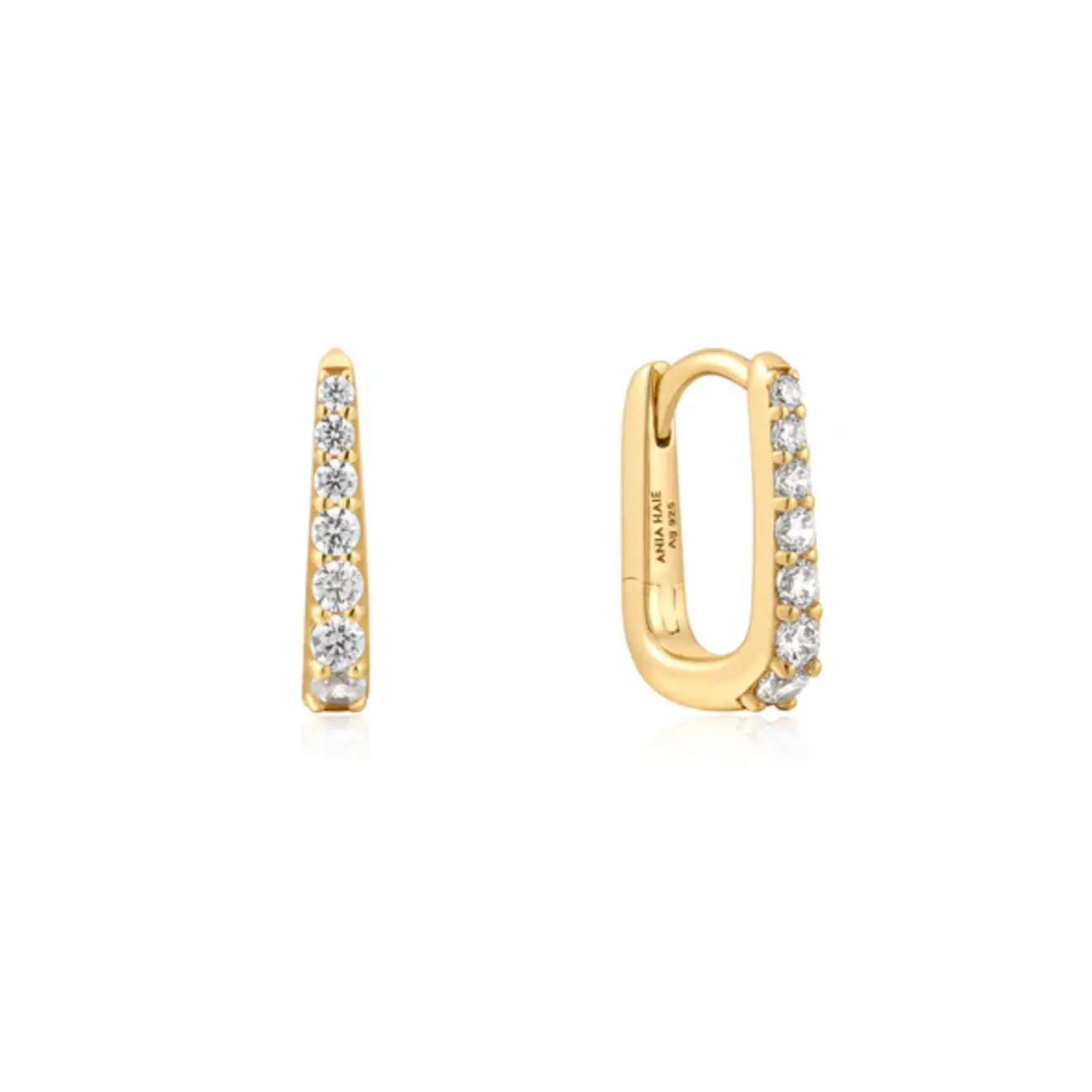 Pavé ovale huggie hoops goud