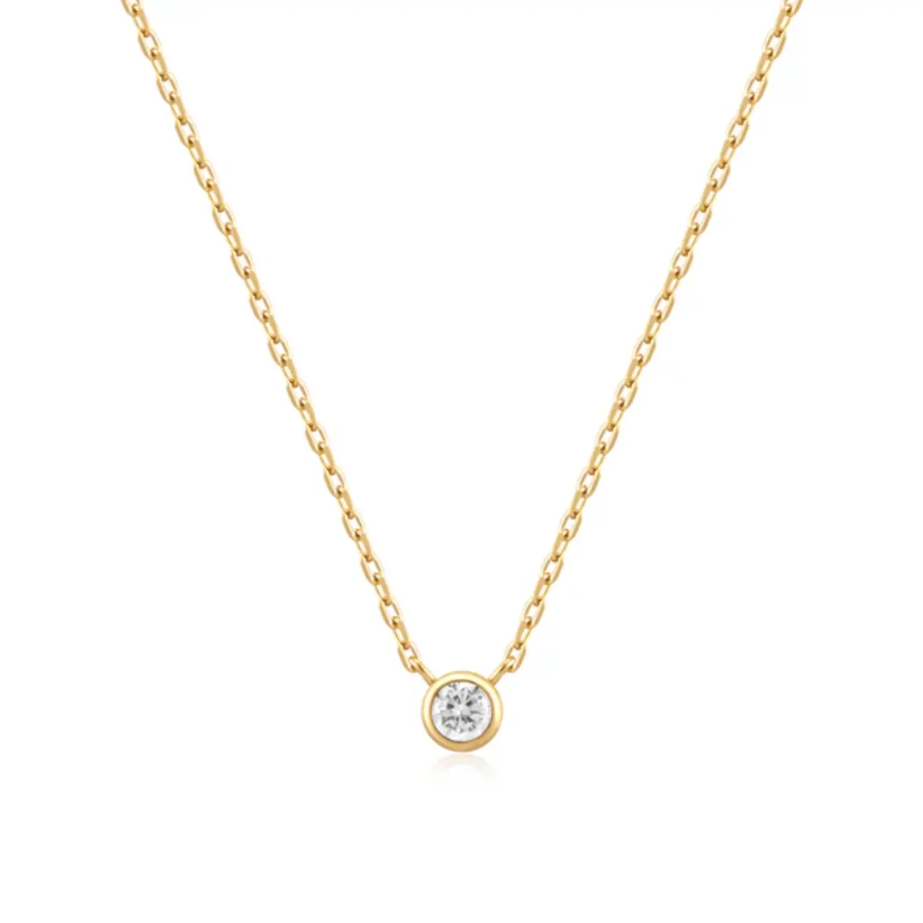 Solitaire ketting goud