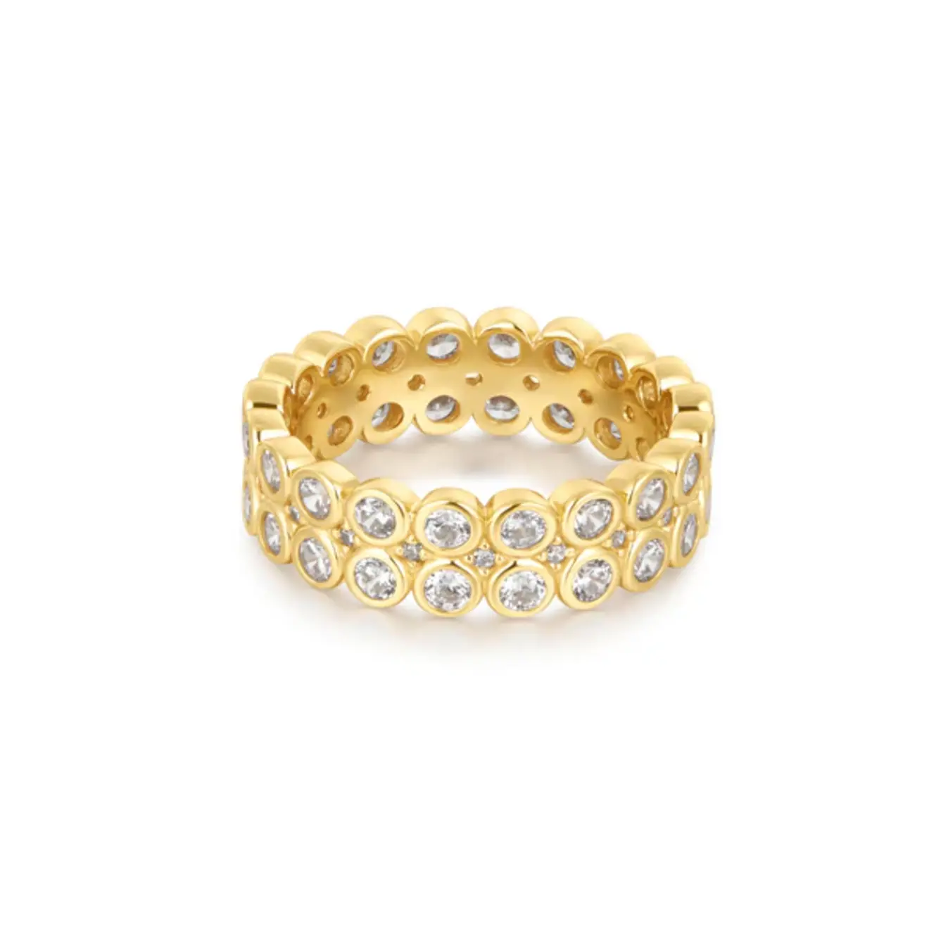 Double row bezel ring goud
