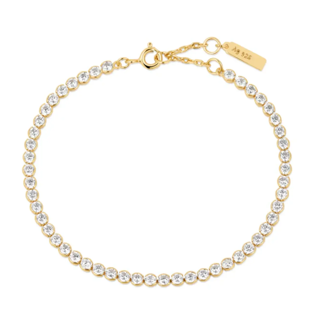 Row bezel set armband goud