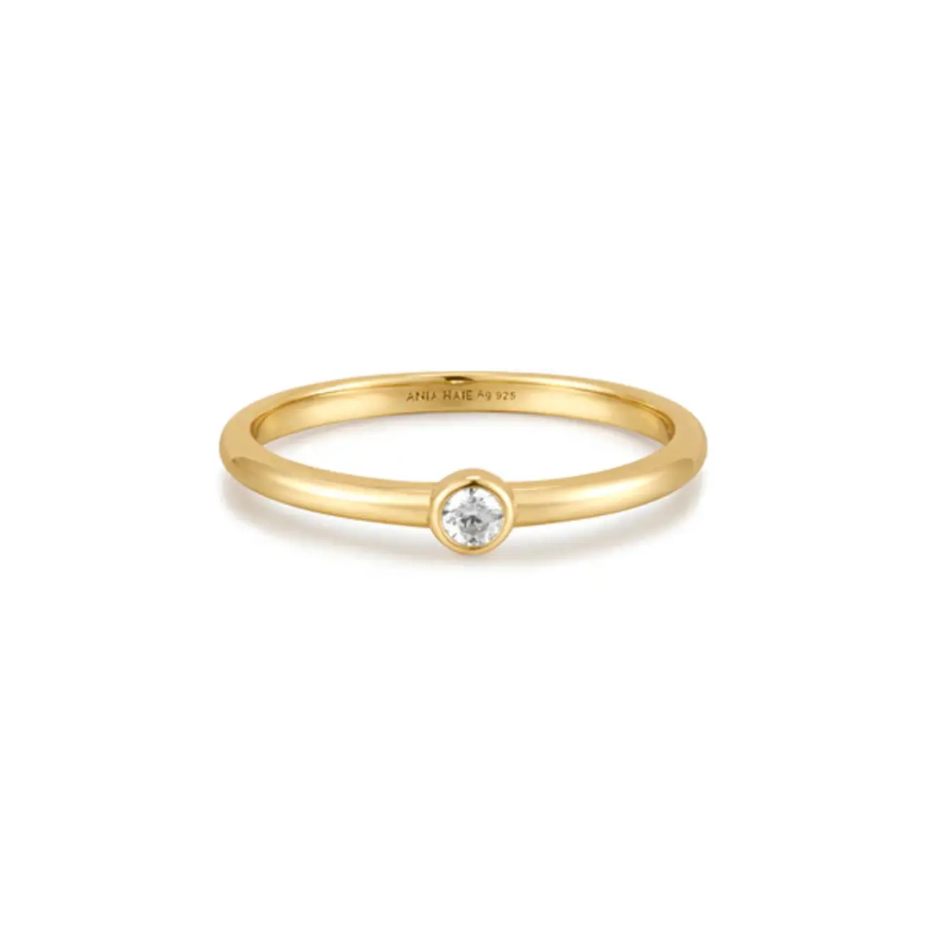 Half ronde zirkonia ring goud