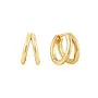 Double huggie hoop oorbellen goud