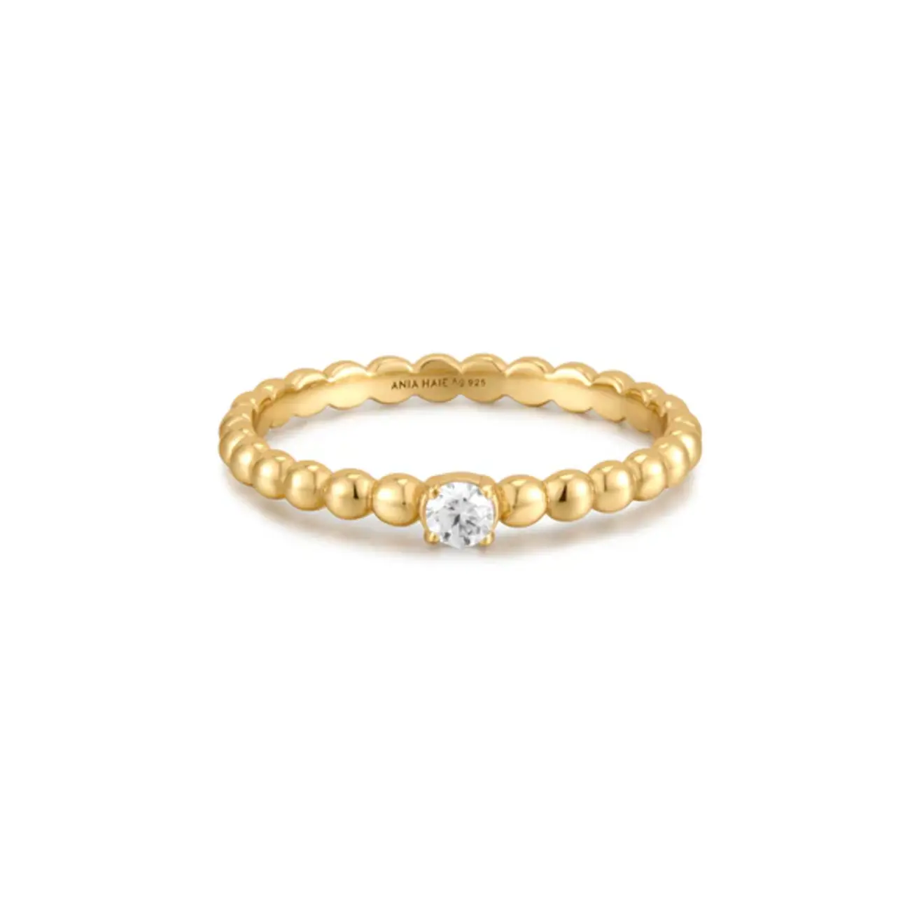 Cubic zirconia ronde dome ring goud