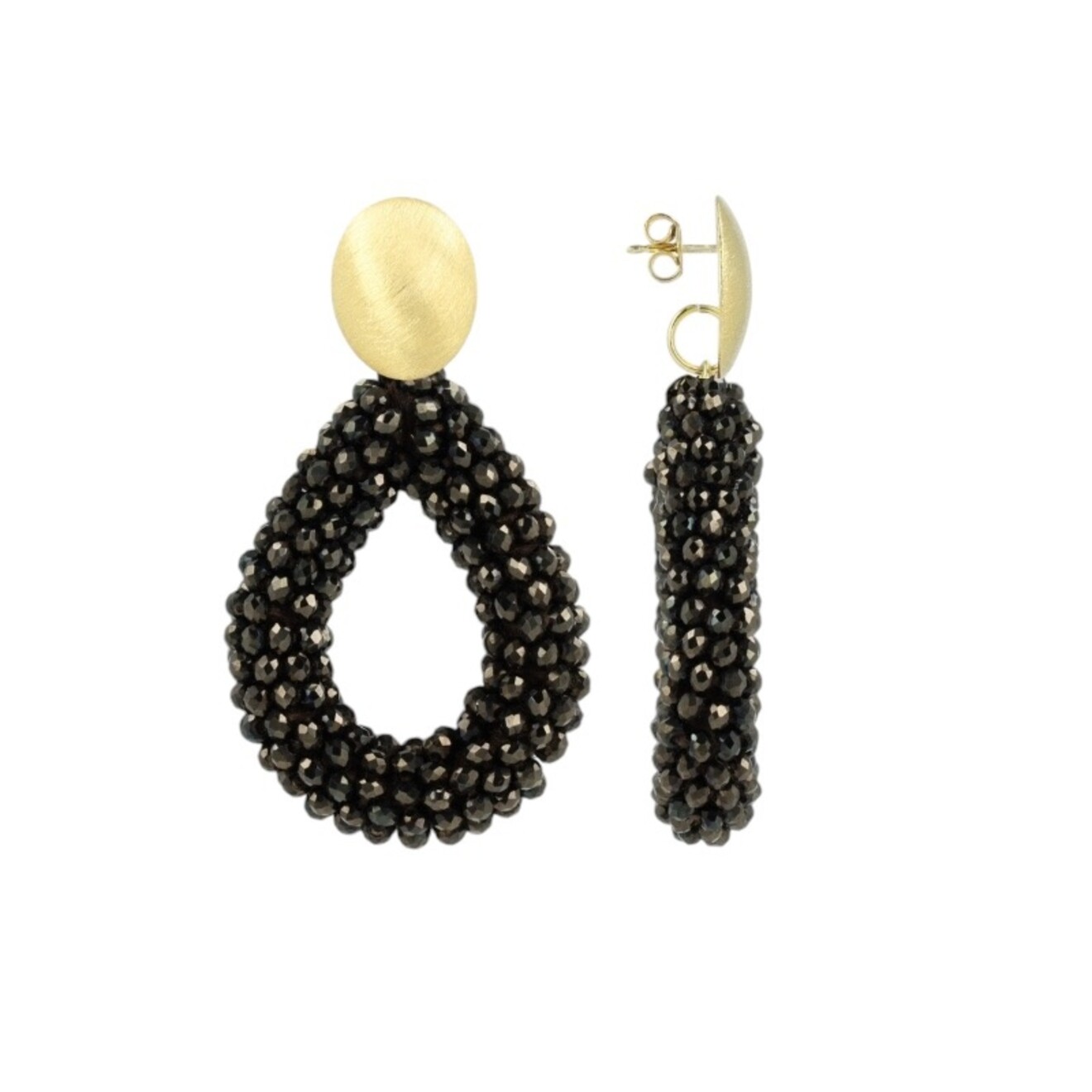 Metallic bruine oorbellen Berry drop L