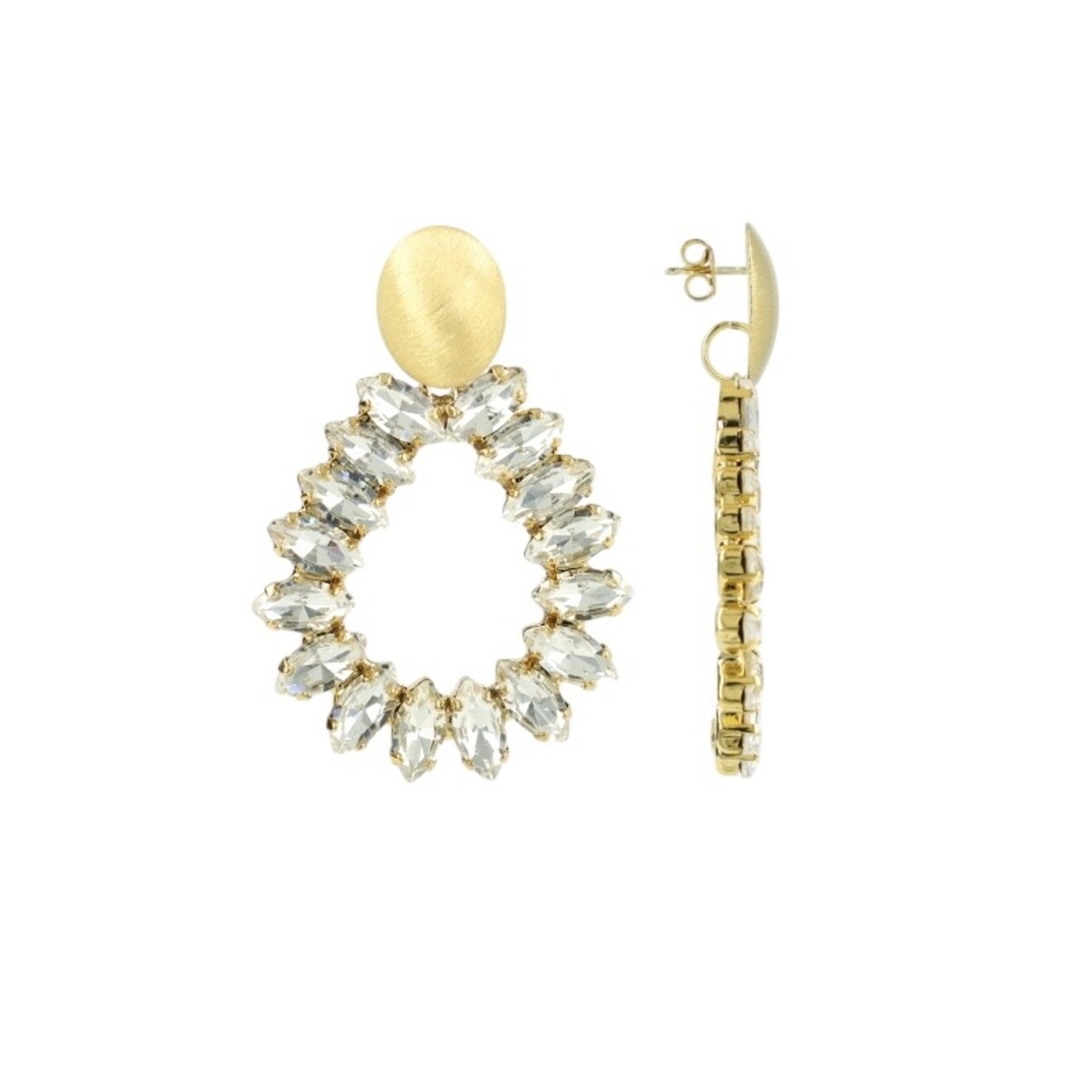 Hally M brushed gouden oorbellen crystal