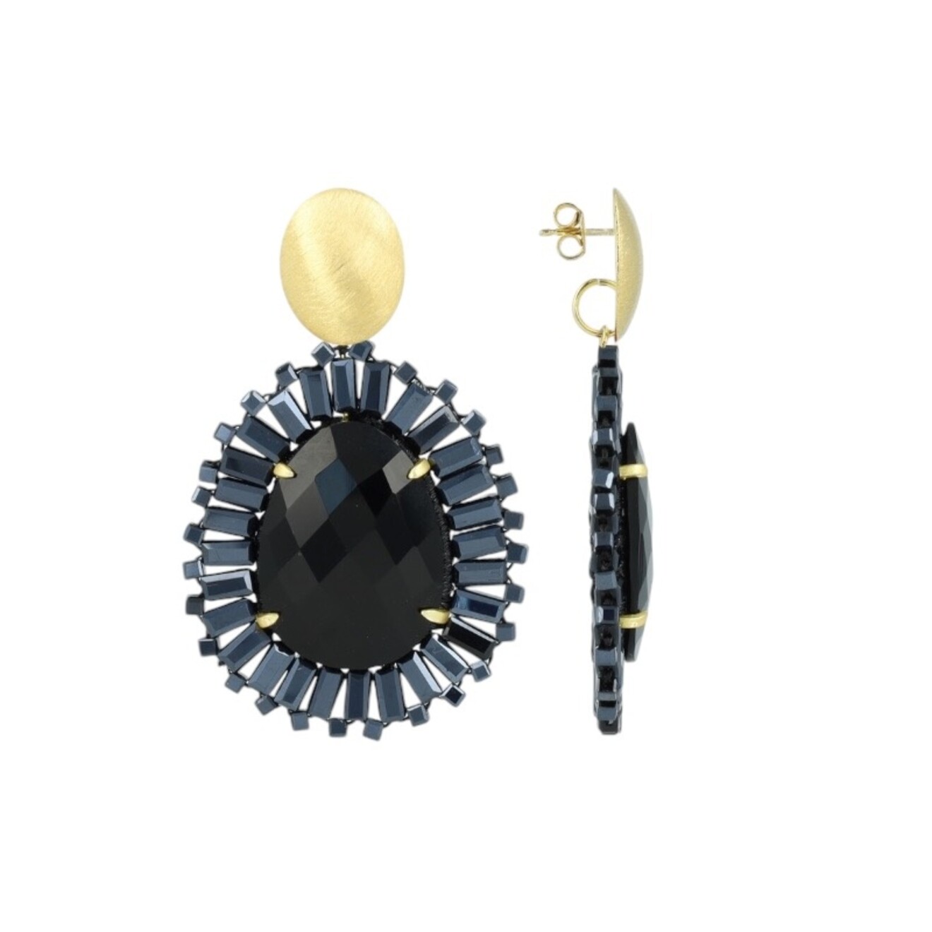 Esmee ementail blue oorbellen goud M