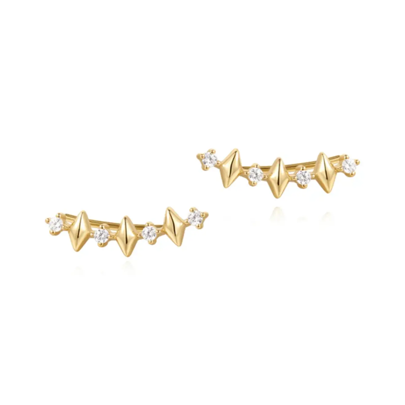 Multi sparkle climber stud oorbellen goud