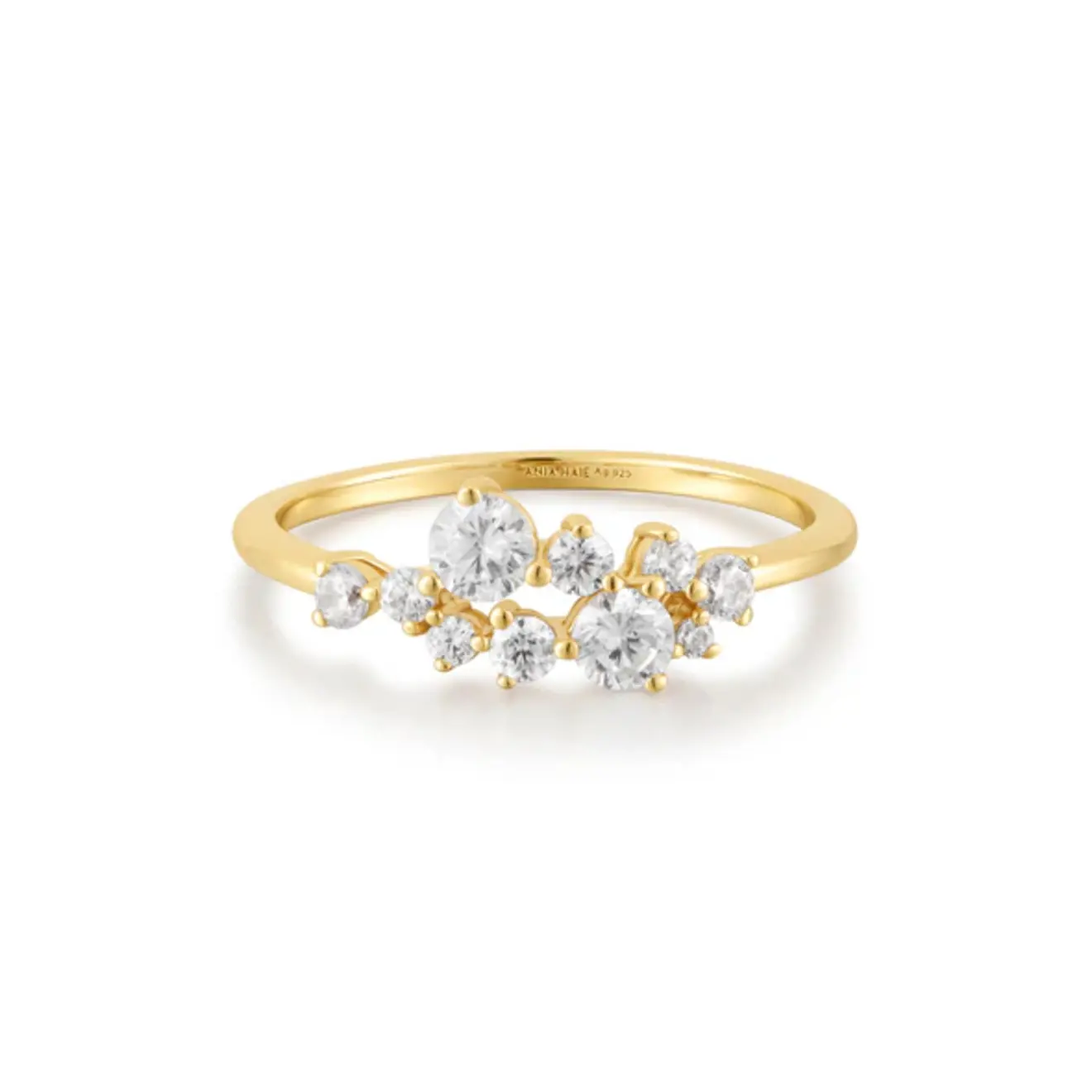 Flower cluster pavé ring goud