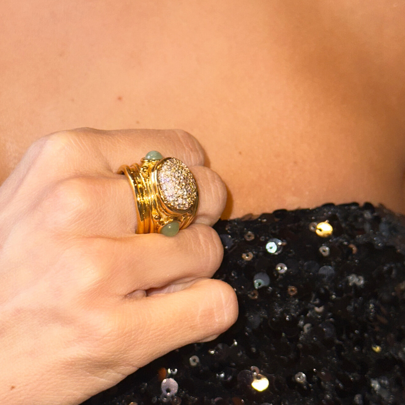 Simone strass ring goud